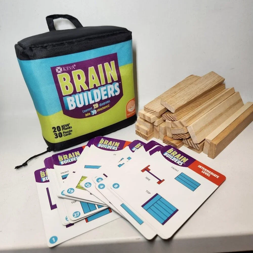 KEVA Brain Builders Puzzle Brain Teasers Challenges Logic Games Building Blocks
